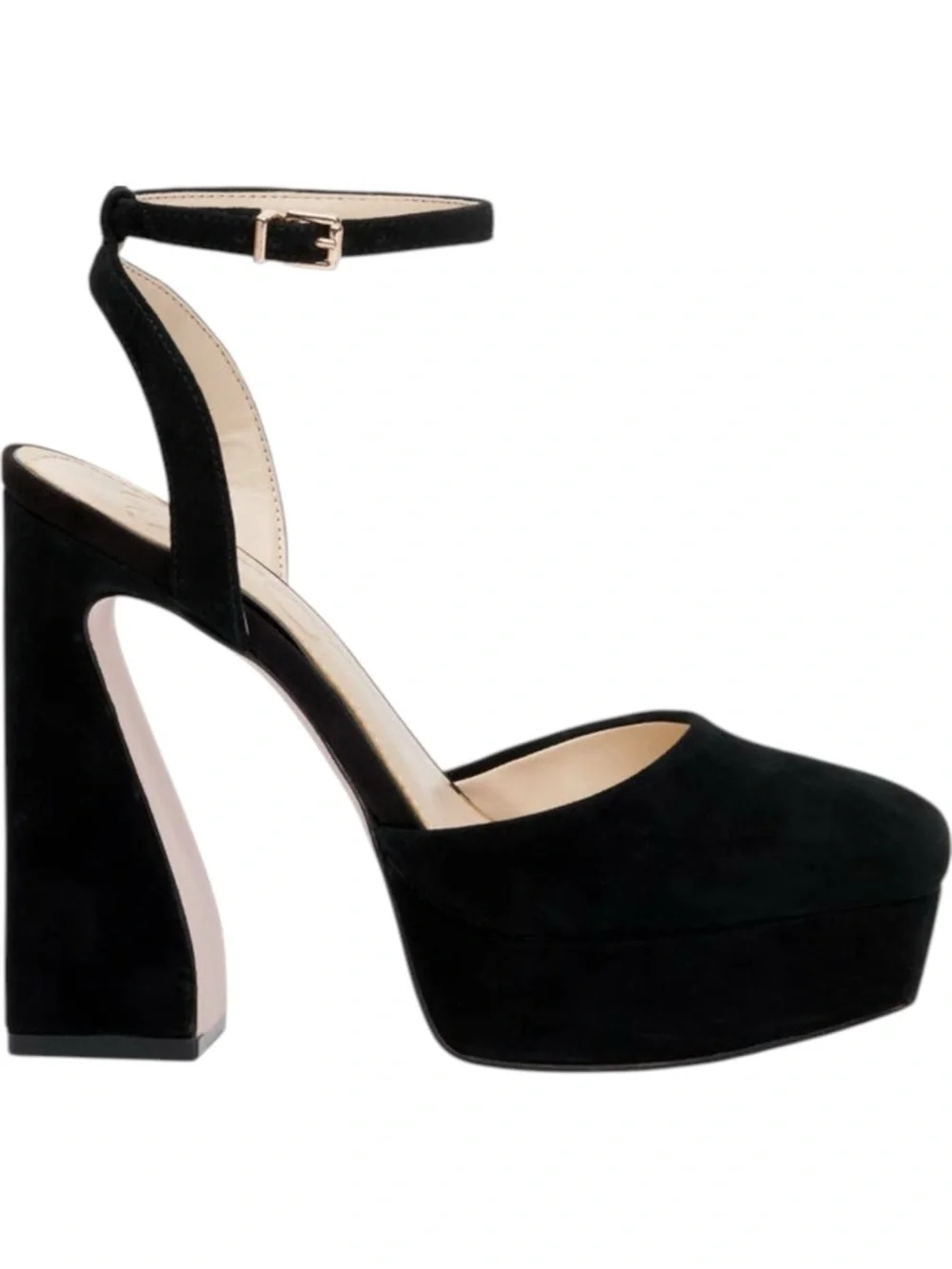Jessica Simpson Black Suede Platform Block Heels with Ankle Strap Size 8.5